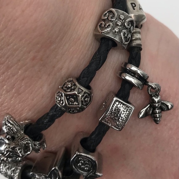 Pandora Leather Double Wrap Bracelet with 1 Charms! - Picture 6 of 12